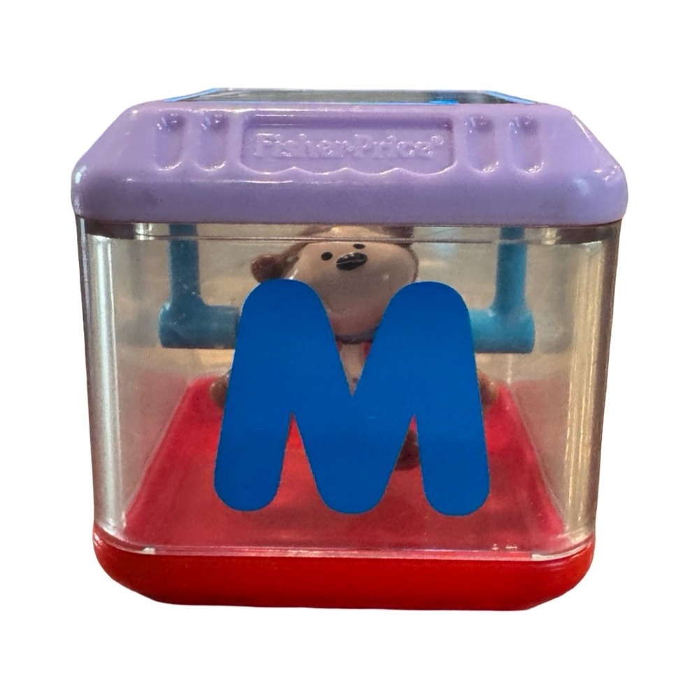 Fisher-Price Peek-a-Blocks Alphabet Letter M Monkey Swinging Sensory Toy Block